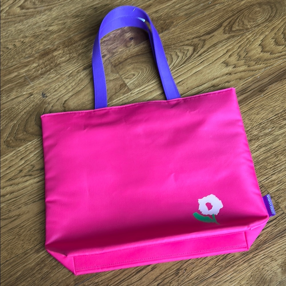 🆕 Clinique Donald tote new with‎ tags bright pink floral over shoulder